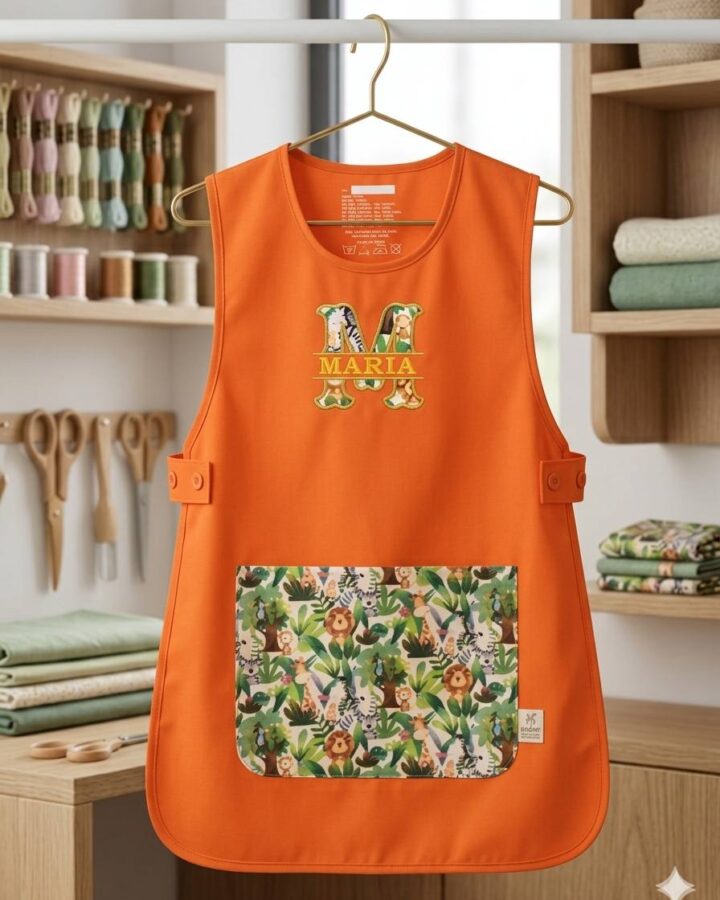 Grembiule maestra arancio personalizzato